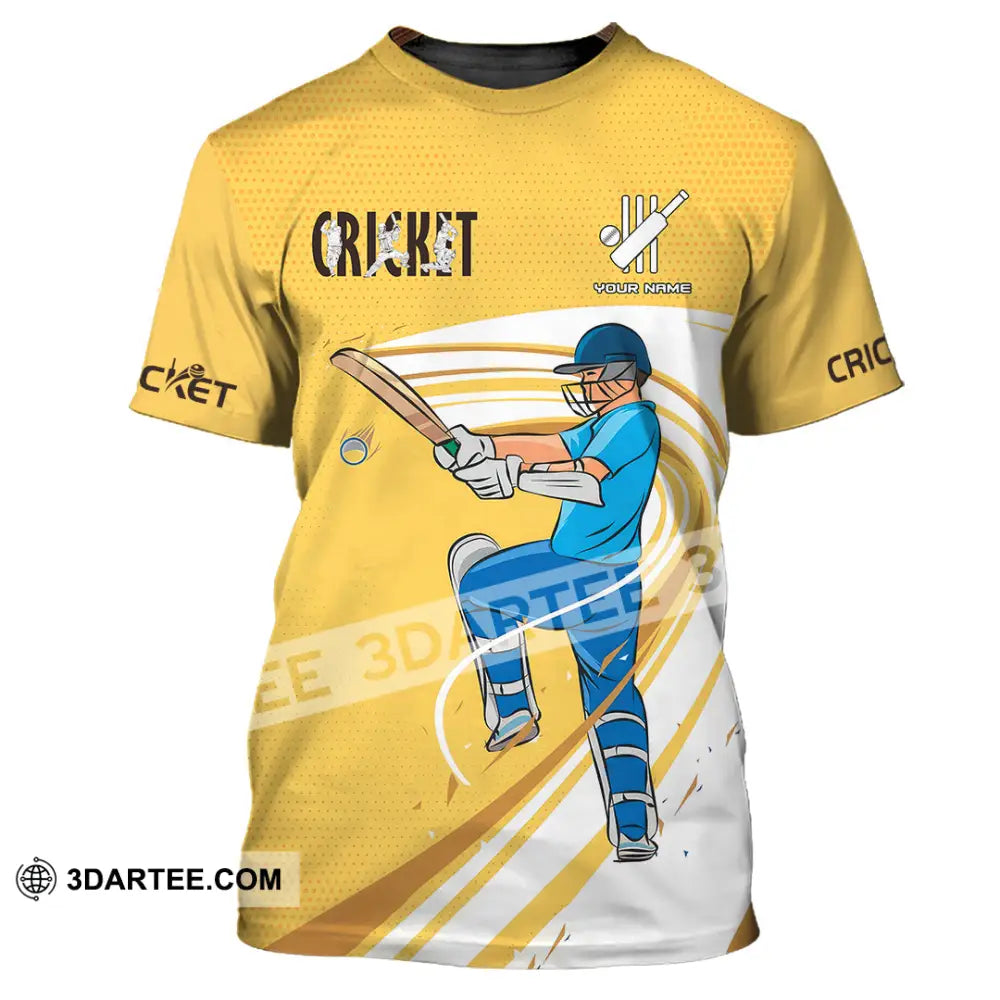 Unisex Shirt Custom Cricket Player Yellow Design Shirt T Shirt / S T shirt