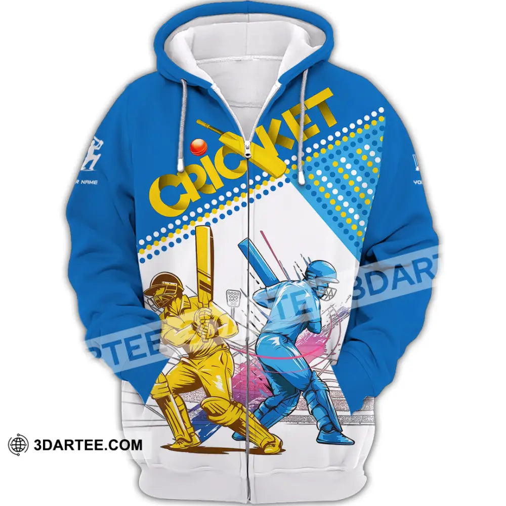 Unisex Shirt Custom Cricket Player Shirt Zipper Hoodie / S T shirt