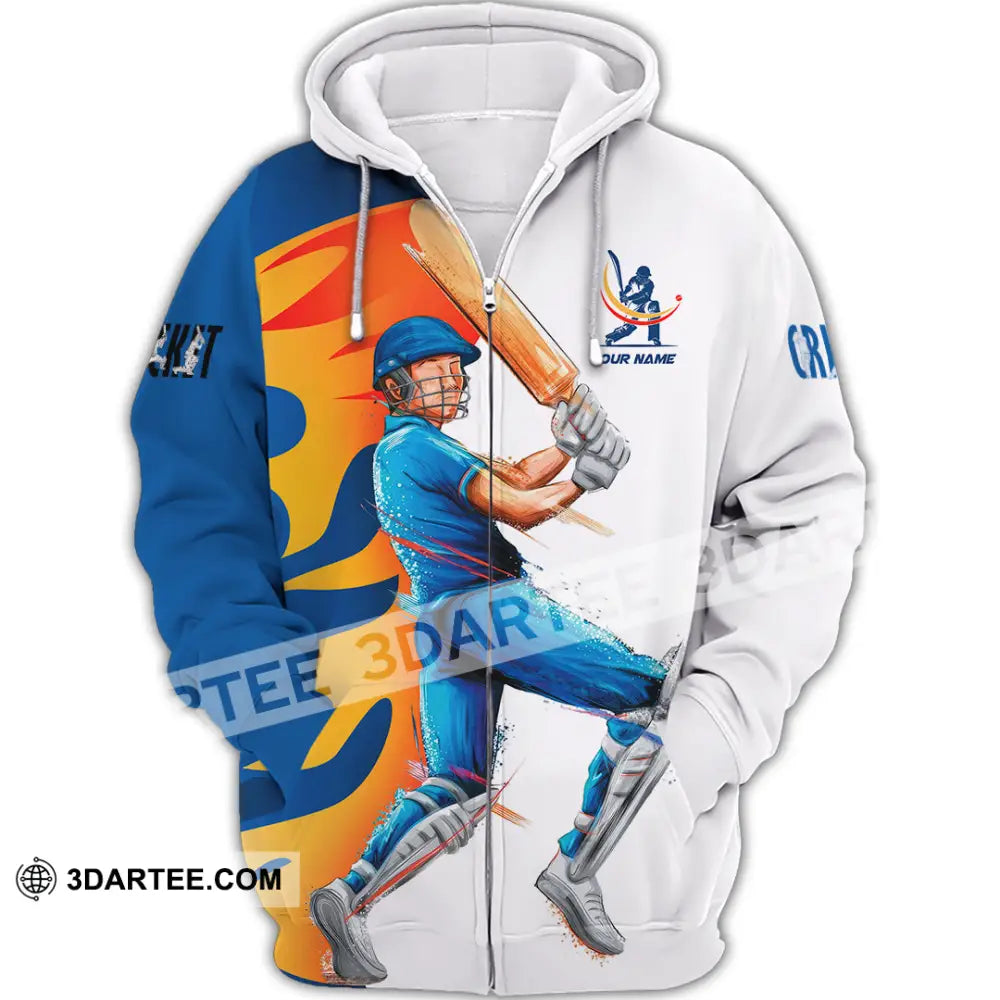 Unisex Shirt Custom Cricket Player Shirt Zipper Hoodie / S T shirt