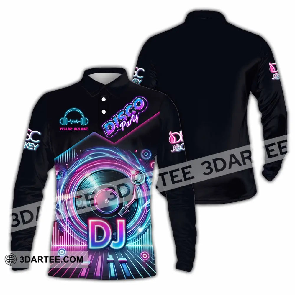 Unisex Shirt - Custom Disco Party DJ Shirt Long Sleeve Polo / S T-shirt