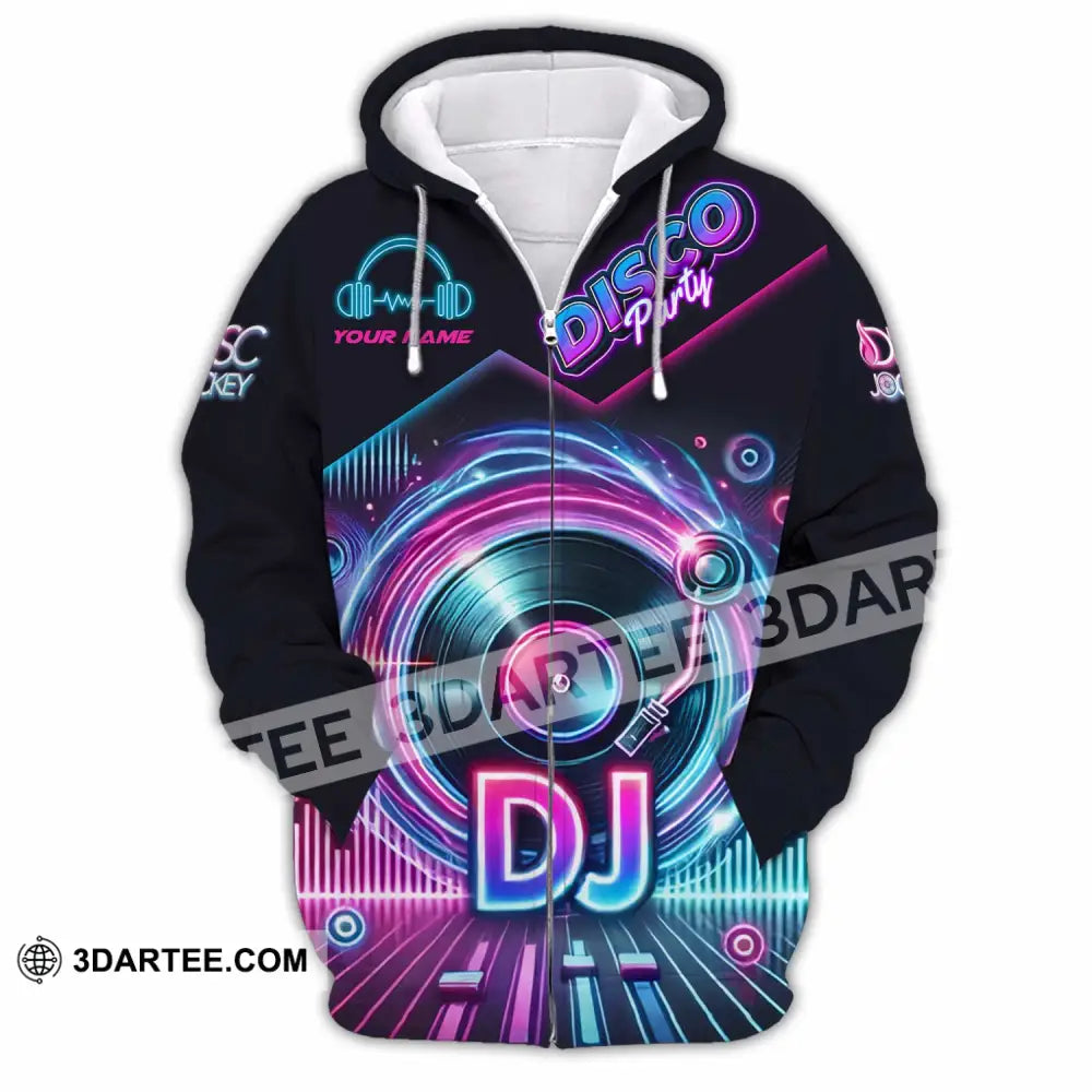 Unisex Shirt - Custom Disco Party DJ Shirt Zipper Hoodie / S T-shirt