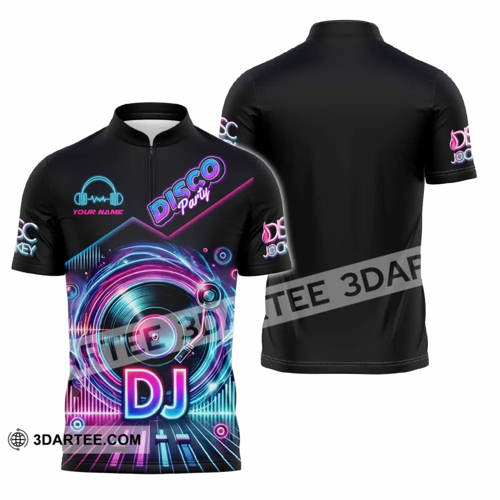 Unisex Shirt - Custom Disco Party DJ Shirt Zipper Polo Shirt / S T-shirt