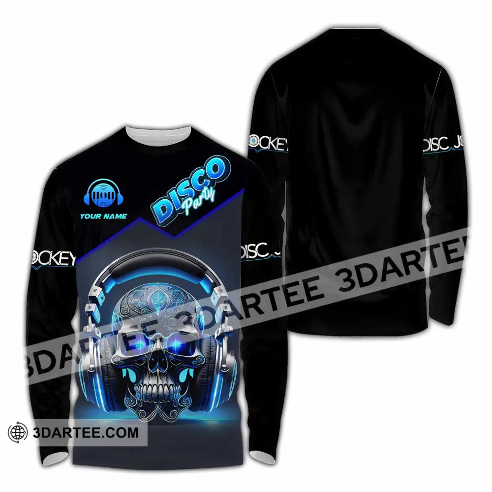 Unisex Shirt - Custom Disco Party Skull Shirt Long Sleeve Shirt / S T-shirt