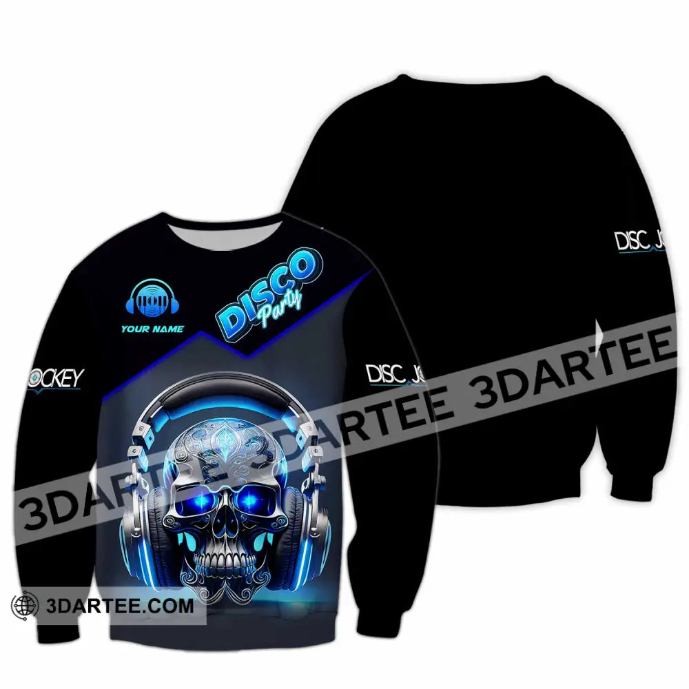 Unisex Shirt - Custom Disco Party Skull Shirt Long Sleeve / S T-shirt