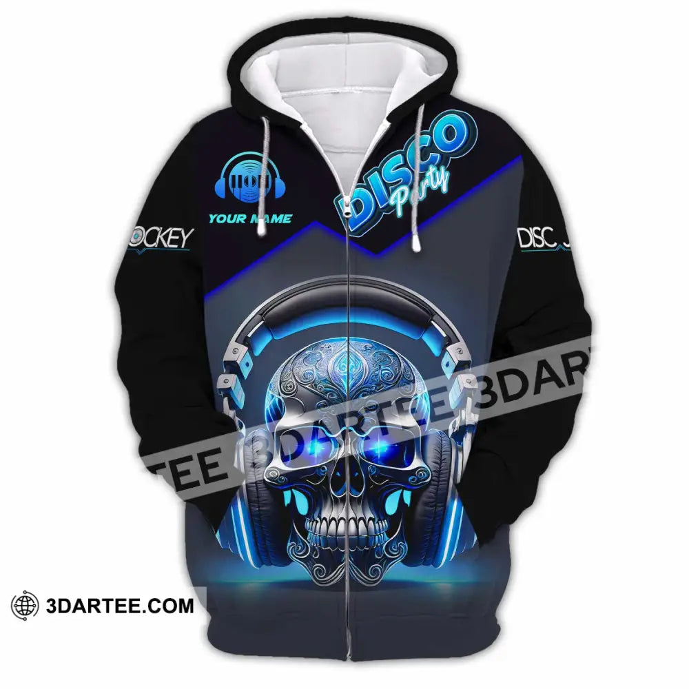Unisex Shirt - Custom Disco Party Skull Shirt Zipper Hoodie / S T-shirt