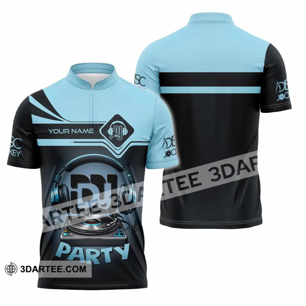 Unisex Shirt - Custom DJ Party Shirt Zipper Polo Shirt / S T-shirt