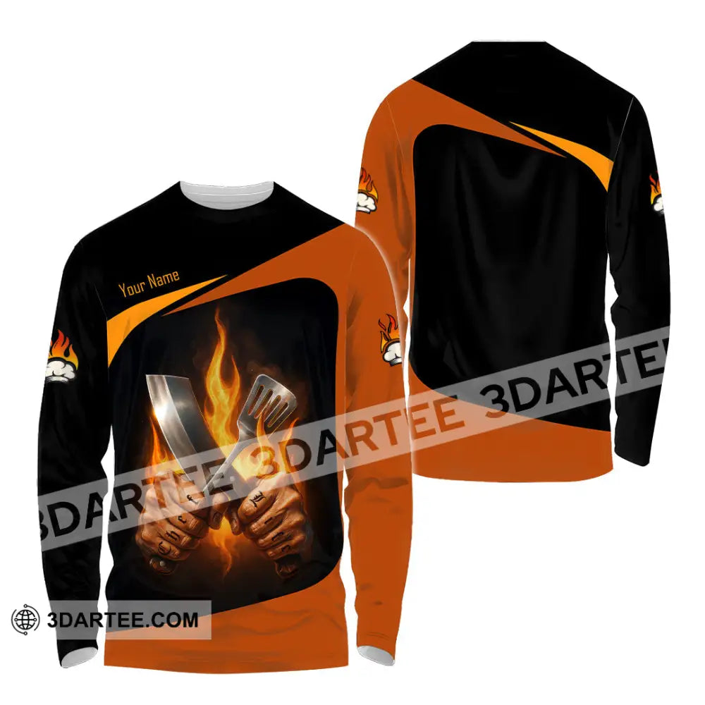 Unisex Shirt - Custom Fire Master Chef Shirt Long Sleeve Shirt / S T-shirt