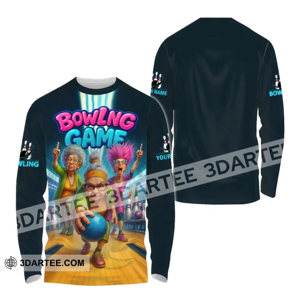 Unisex Shirt - Custom Funny Bowling Game Shirt Long Sleeve Shirt / S T-shirt