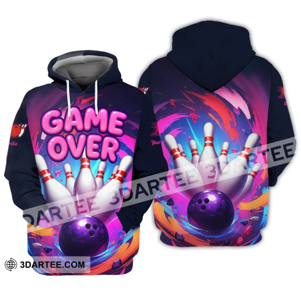 Unisex Shirt - Custom Funny Bowling Game Purple Shirt Hoodie / S T-shirt