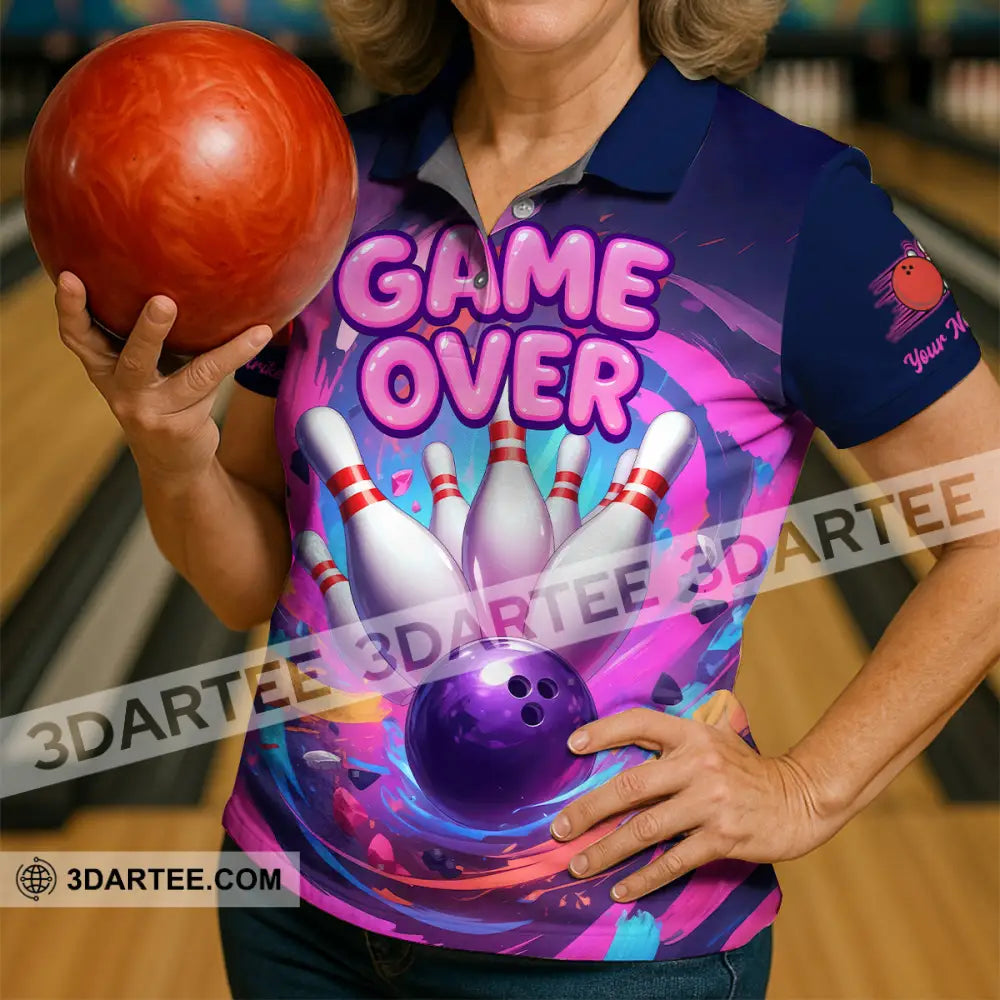 Unisex Shirt - Custom Funny Bowling Game Purple Shirt T-shirt