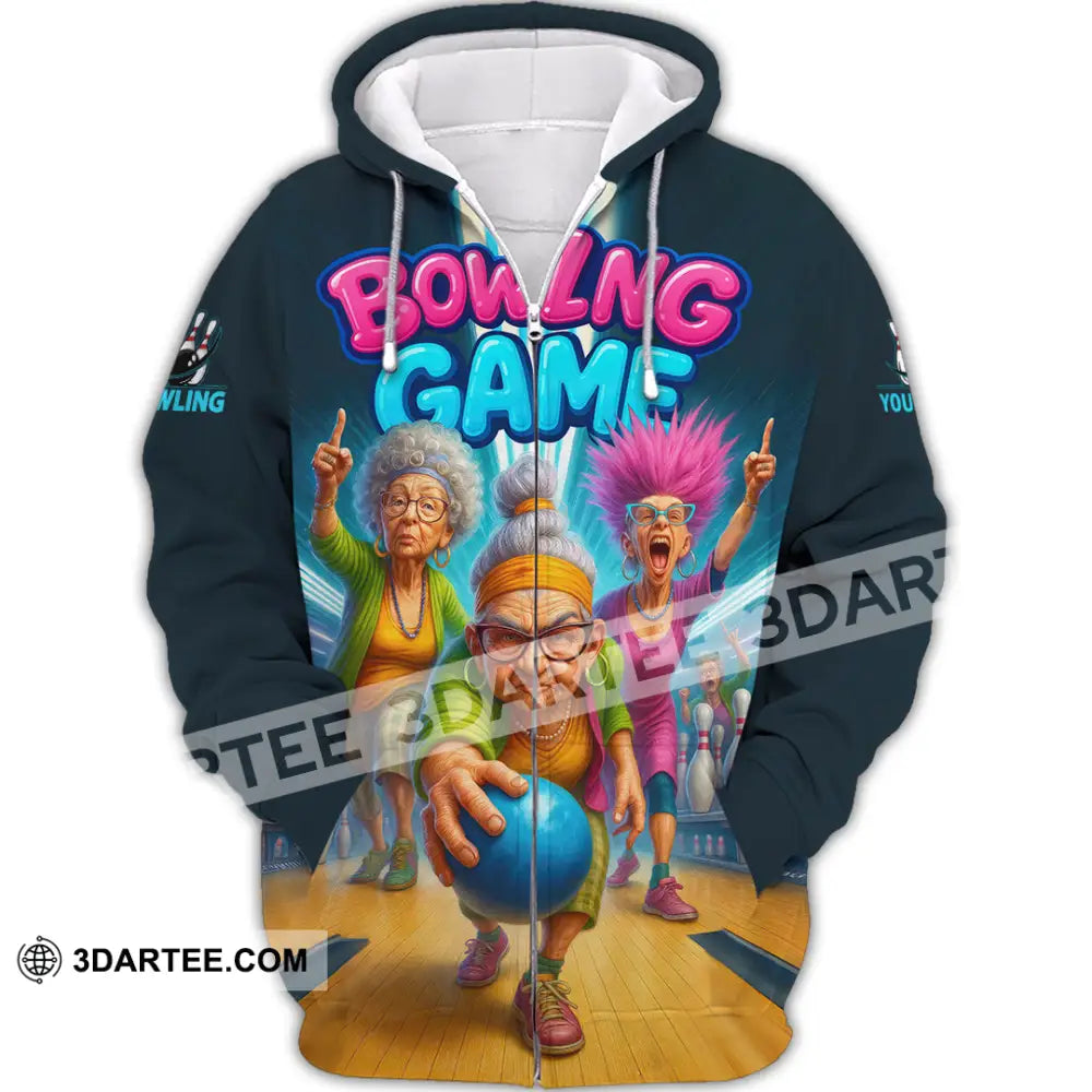 Unisex Shirt - Custom Funny Bowling Game Shirt Zipper Hoodie / S T-shirt