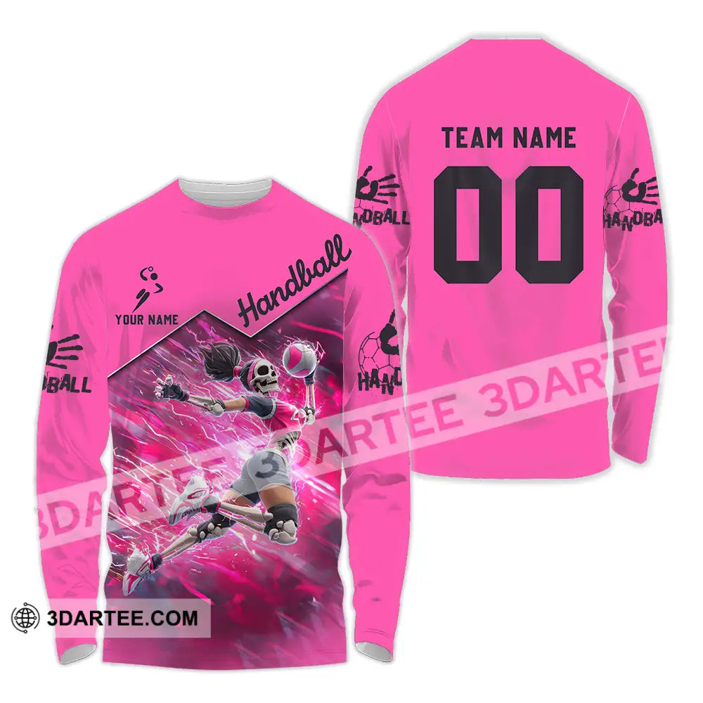 Unisex Shirt - Custom Handball Pink Shirt Long Sleeve Shirt / S T-shirt