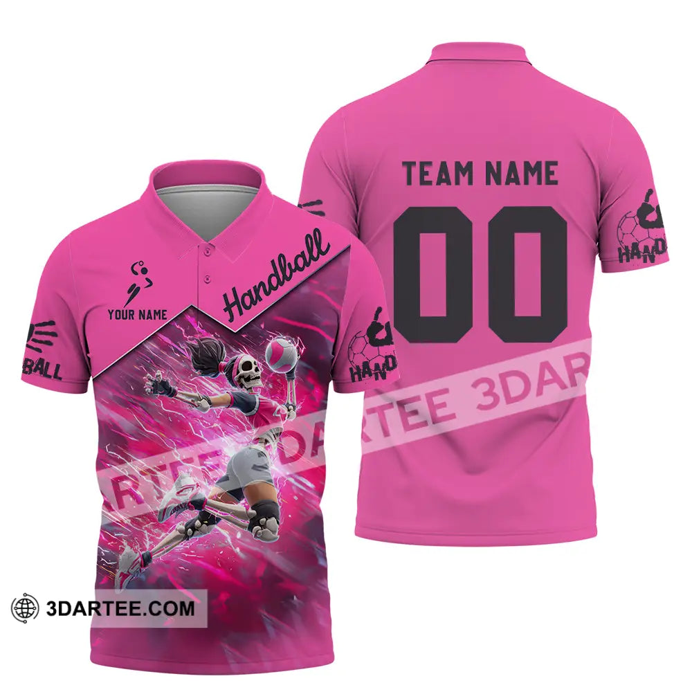 Unisex Shirt - Custom Handball Pink Shirt Polo Shirt / S T-shirt