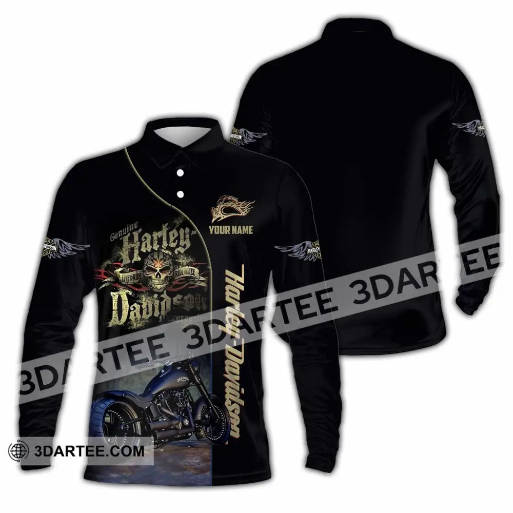 Unisex Shirt - Custom Harley Davidson Shirt Long Sleeve Polo / S T-shirt