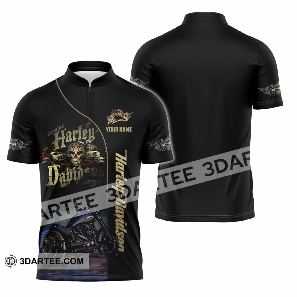 Unisex Shirt - Custom Harley Davidson Shirt Zipper Polo Shirt / S T-shirt