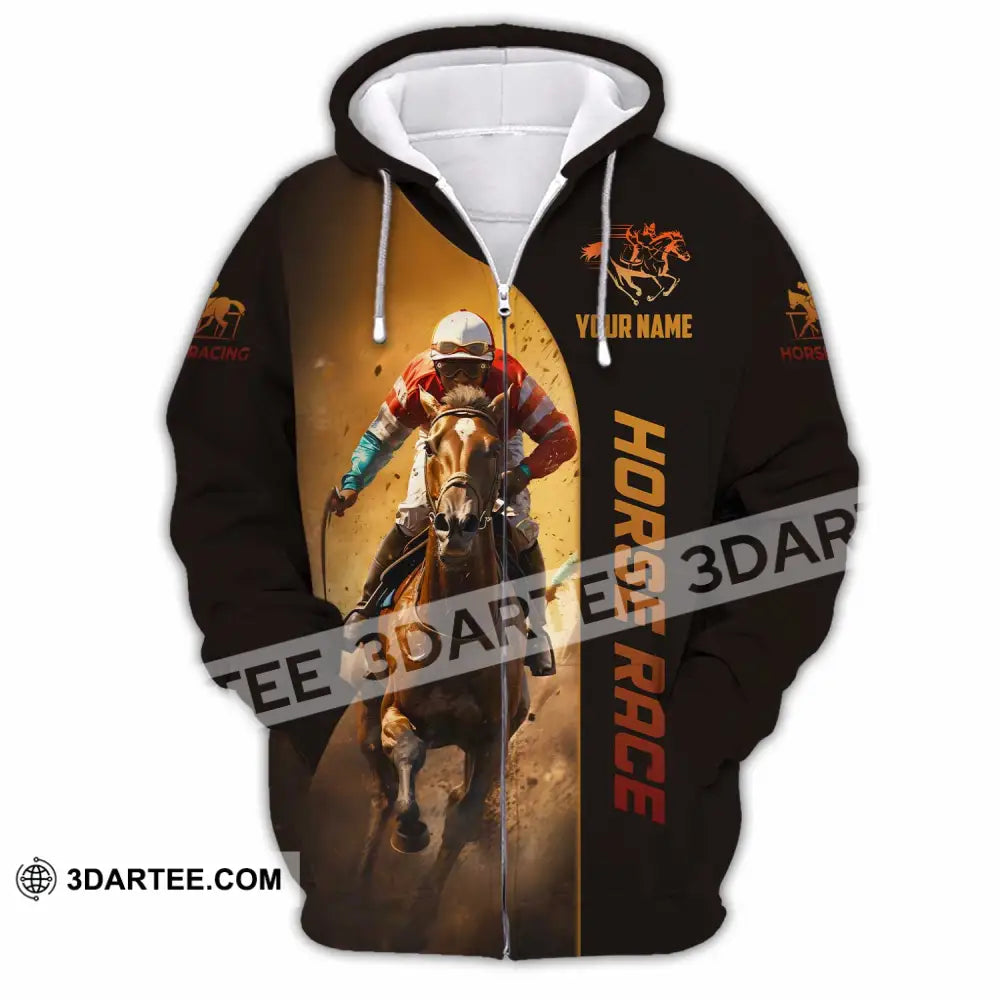 Unisex Shirt Custom Horse Race Shirt Zipper Hoodie / S T shirt