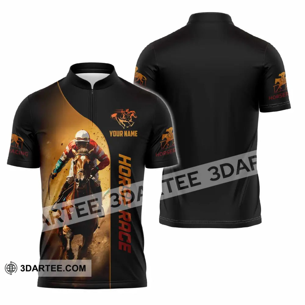 Unisex Shirt Custom Horse Race Shirt Zipper Polo Shirt / S T shirt