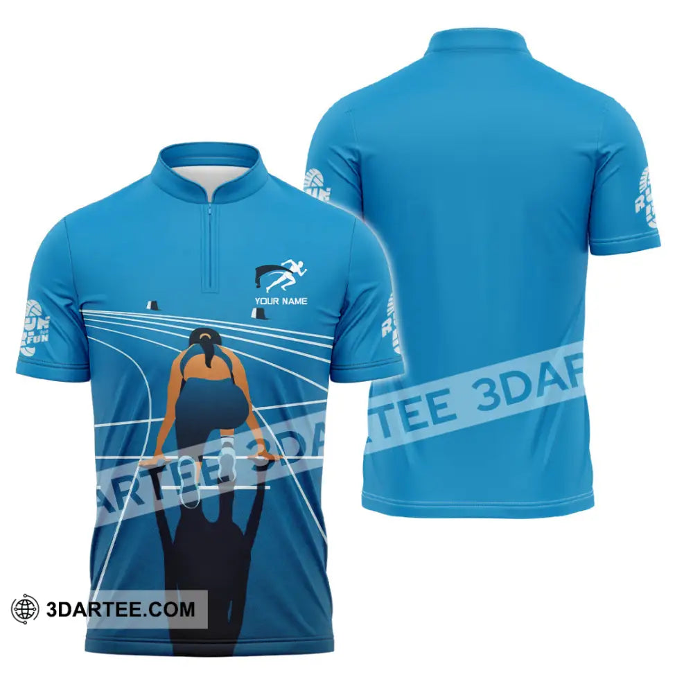 Unisex Shirt - Custom Love Running Sport Shirt Zipper Polo Shirt / S T-shirt