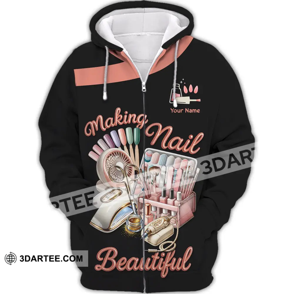 Unisex Shirt Custom Making Nails Beautiful Shirt Zipper Hoodie / S T shirt