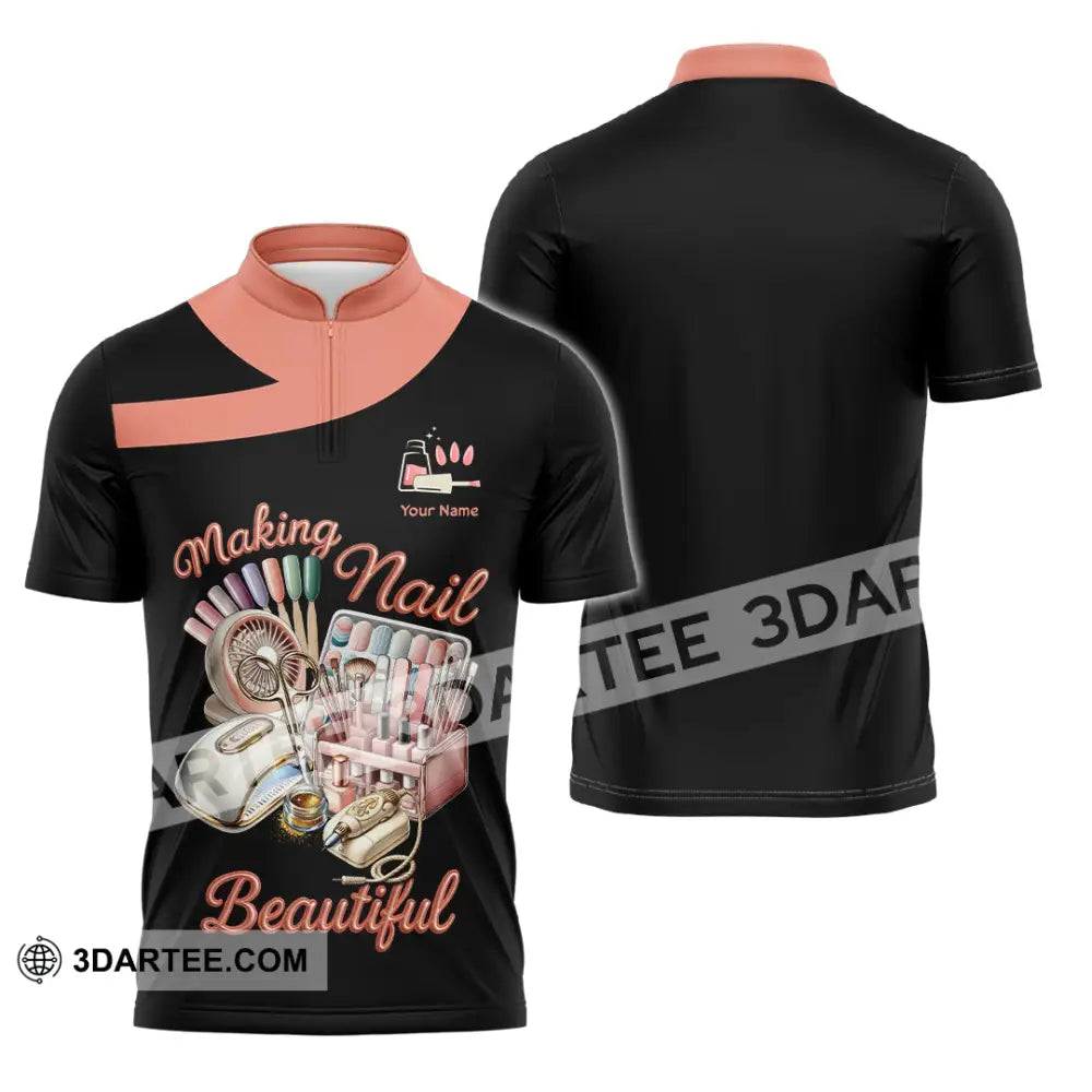 Unisex Shirt Custom Making Nails Beautiful Shirt Zipper Polo Shirt / S T shirt