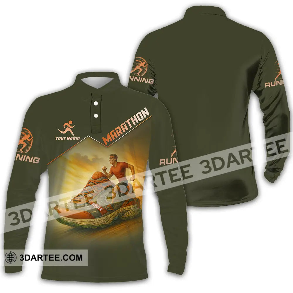 Unisex Shirt - Custom Marathon Running Lover Sport Shirt Long Sleeve Polo / S T-shirt