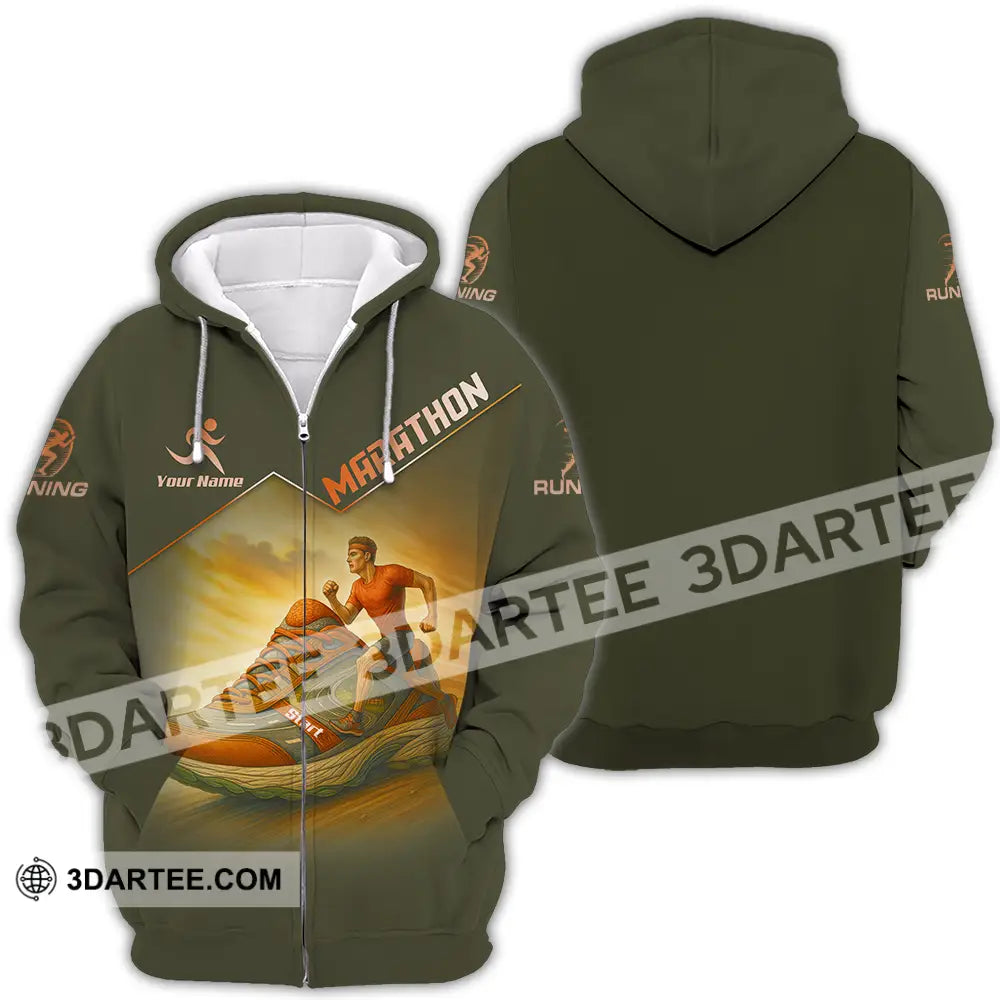 Unisex Shirt - Custom Marathon Running Lover Sport Shirt Zipper Hoodie / S T-shirt