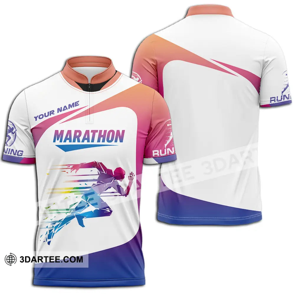 Unisex Shirt - Custom Marathon Running Lover Sport Shirt Zipper Polo Shirt / S T-shirt