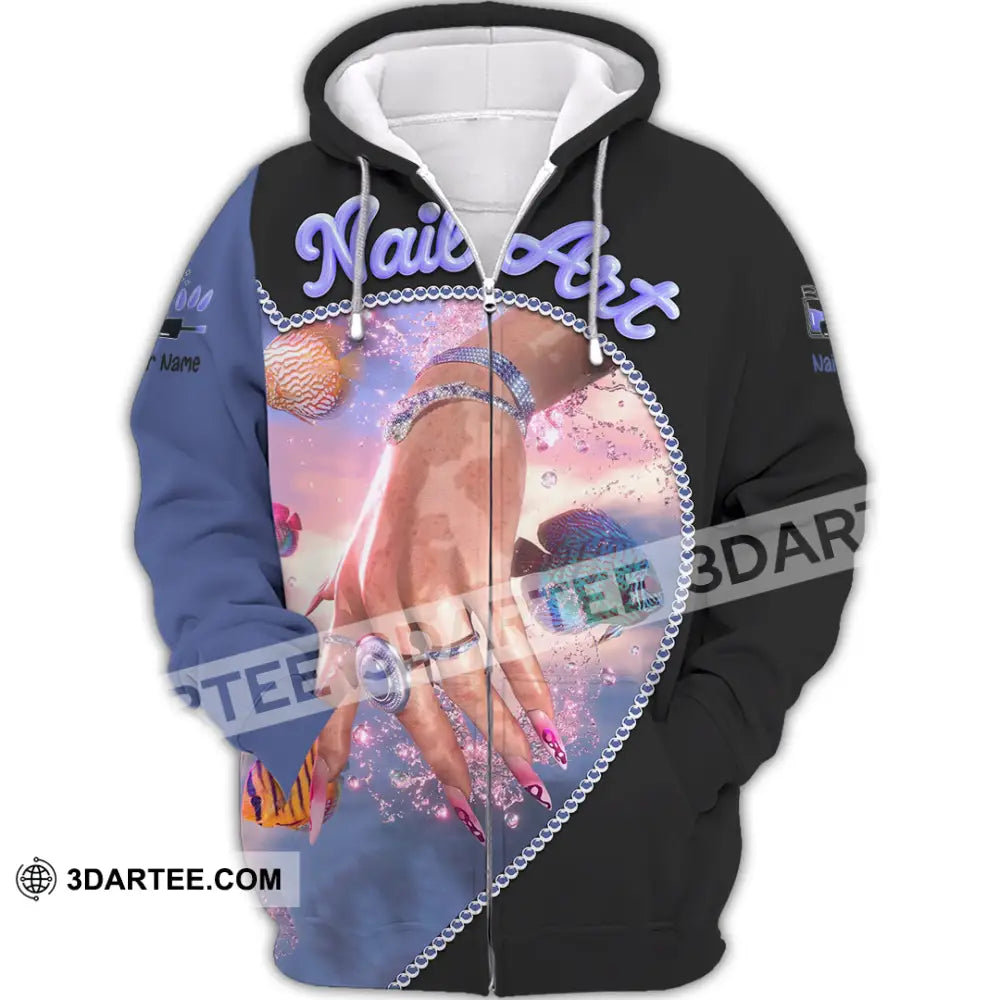Unisex Shirt Custom Nails Art Shirt Zipper Hoodie / S T shirt