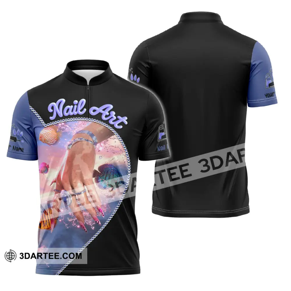 Unisex Shirt Custom Nails Art Shirt Zipper Polo Shirt / S T shirt