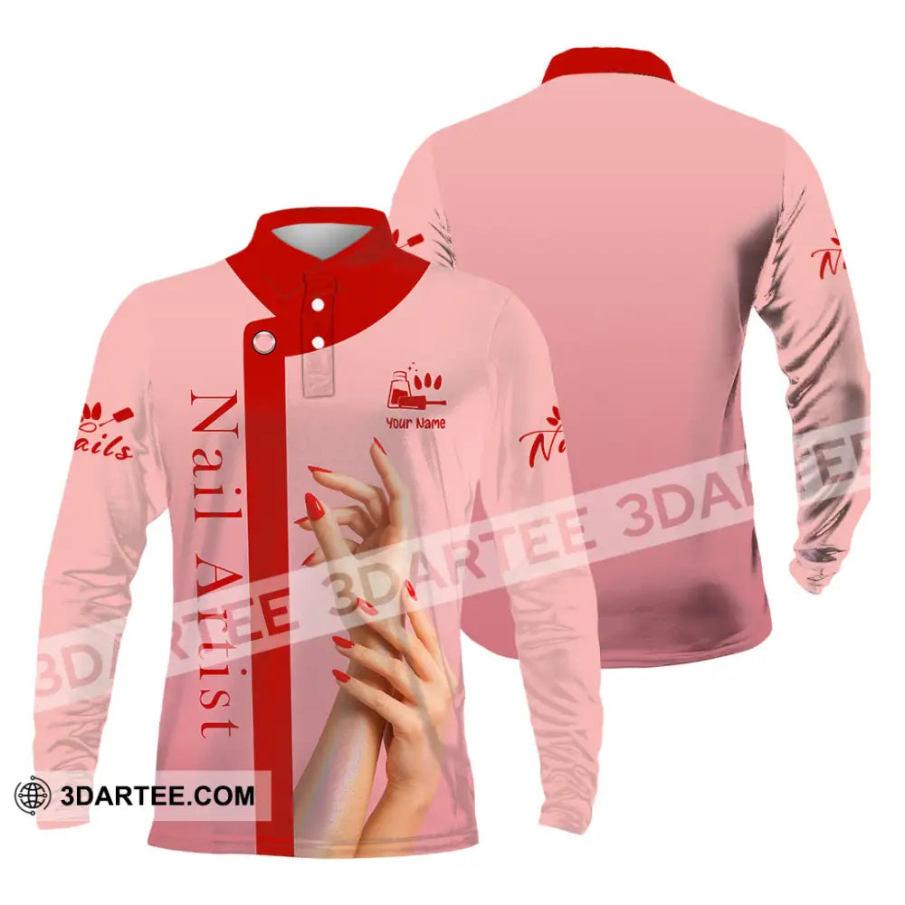 Unisex Shirt Custom Nails Artist Shirt Long Sleeve Polo / S T shirt