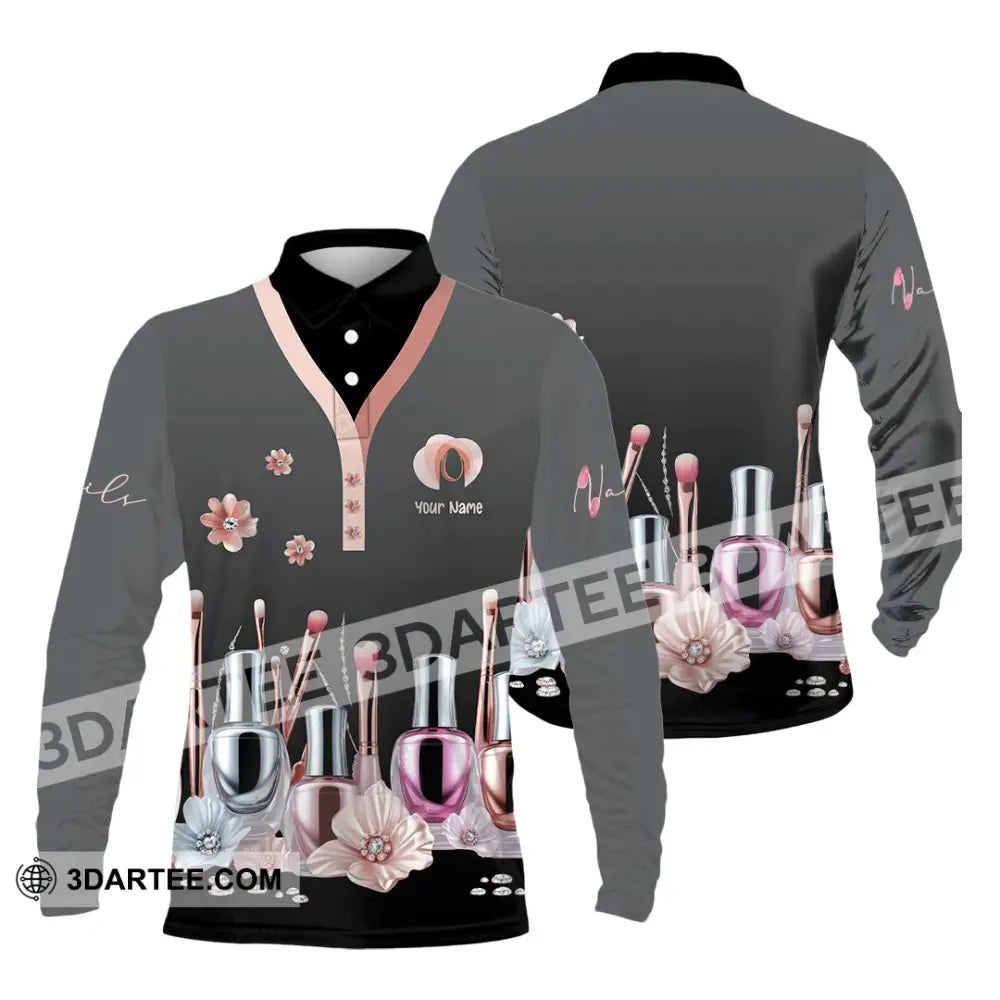 Unisex Shirt Custom Nails Artist Shirt Long Sleeve Polo / S T shirt