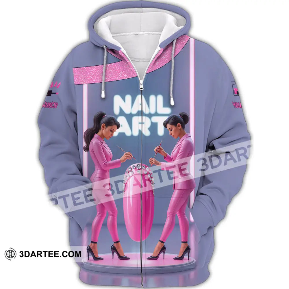 Unisex Shirt Custom Nails Artist Shirt Zipper Hoodie / S T shirt
