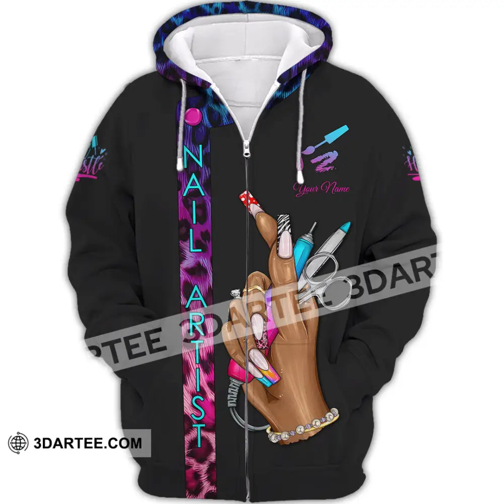 Unisex Shirt Custom Nails Artist Shirt Zipper Hoodie / S T shirt