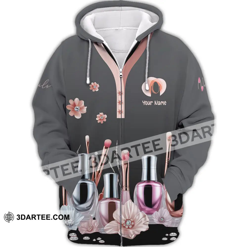 Unisex Shirt Custom Nails Artist Shirt Zipper Hoodie / S T shirt