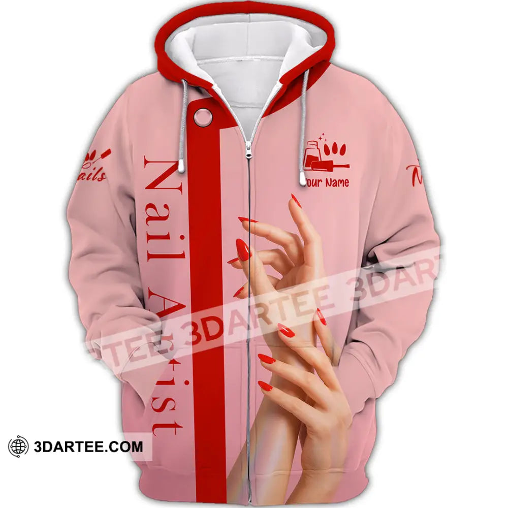Unisex Shirt Custom Nails Artist Shirt Zipper Hoodie / S T shirt