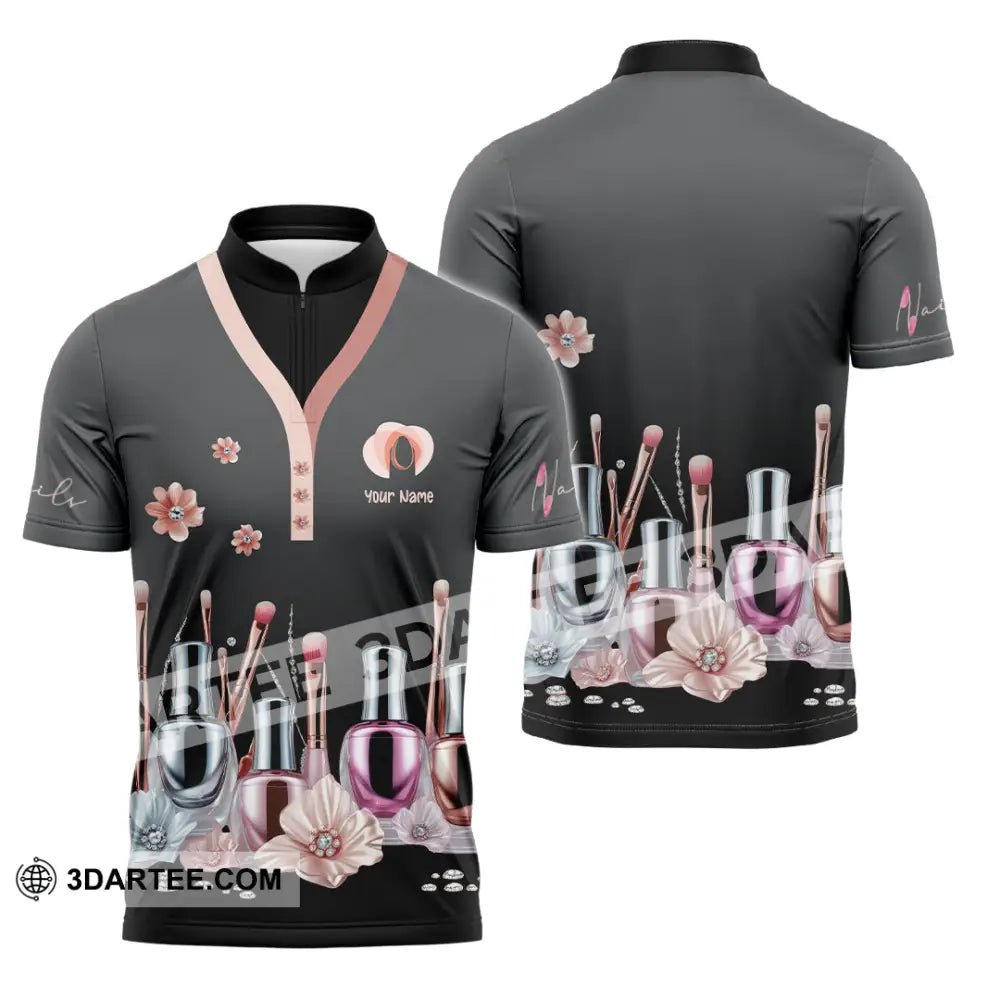 Unisex Shirt Custom Nails Artist Shirt Zipper Polo Shirt / S T shirt