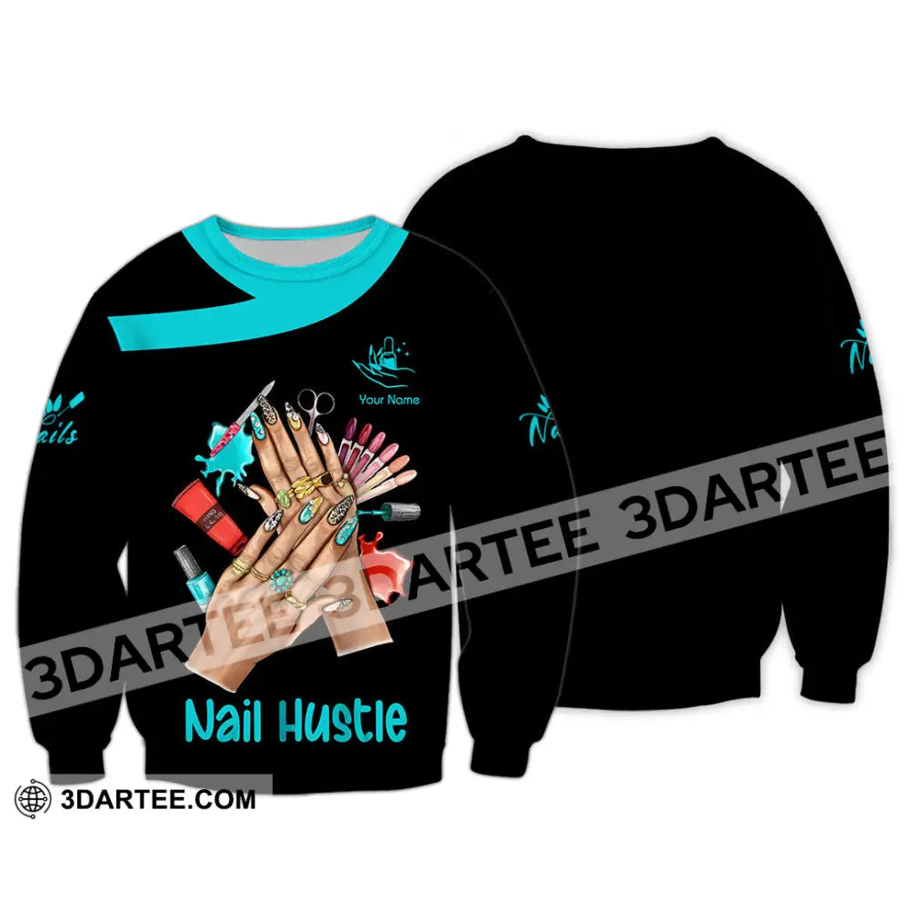 Unisex Shirt Custom Nails Hustle Shirt Long Sleeve / S T shirt
