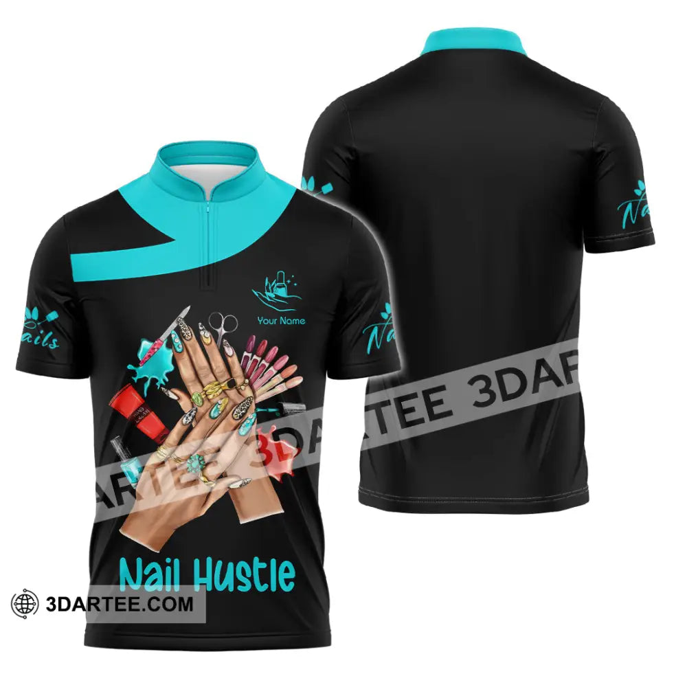 Unisex Shirt Custom Nails Hustle Shirt Zipper Polo Shirt / S T shirt