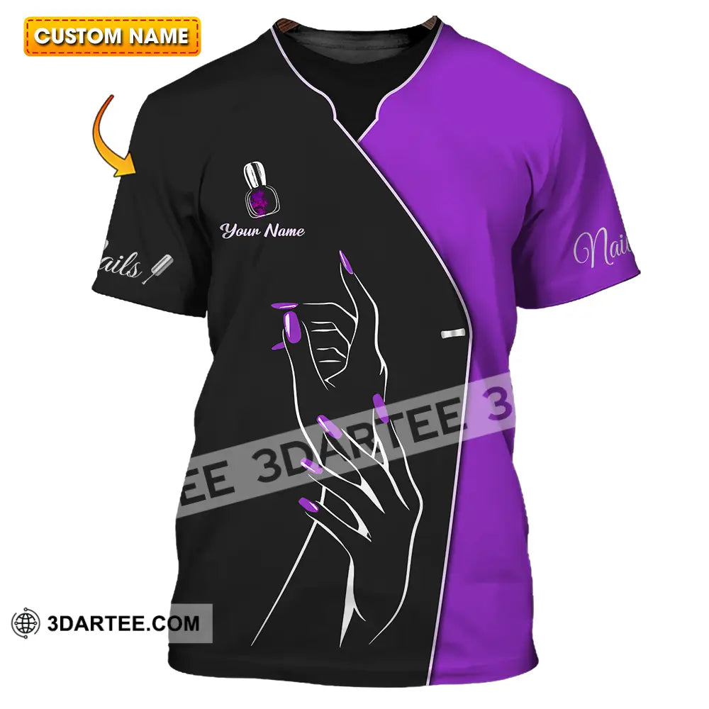Unisex Shirt - Custom Nails Lover Purple Shirt T-shirt