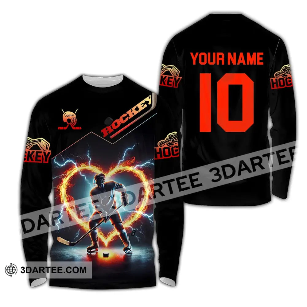 Unisex Shirt - Custom Name And Number Hockey Long Sleeve / S T-Shirt