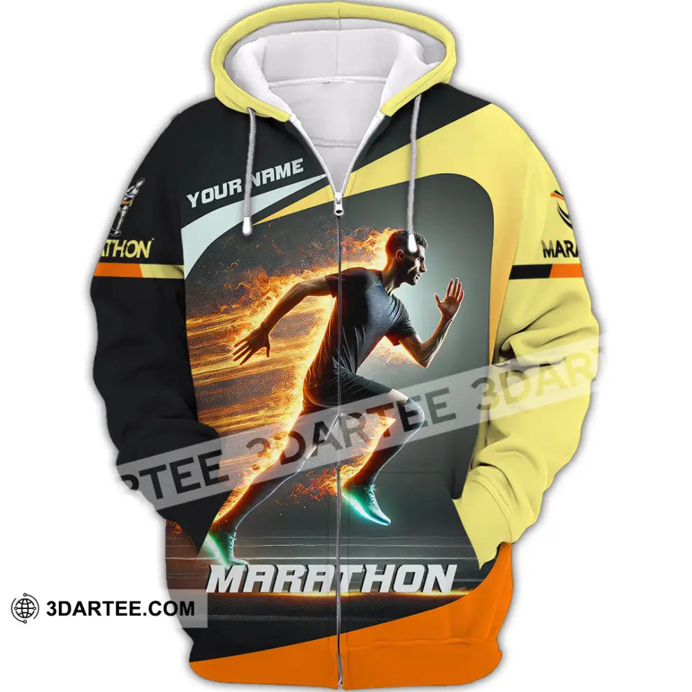 Unisex Shirt Custom Name And Number Marathon Lover Gift Zipper Hoodie / S T-Shirt