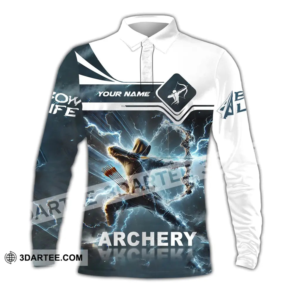 Unisex Shirt - Custom Name Archery Long Sleeve Polo / S T-Shirt