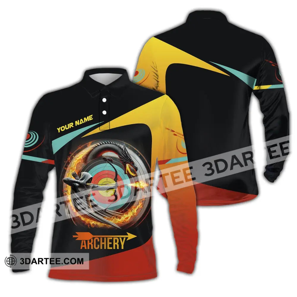 Unisex Shirt Custom Name Archery Polo Long Sleeve Love T-Shirt / S T-Shirt