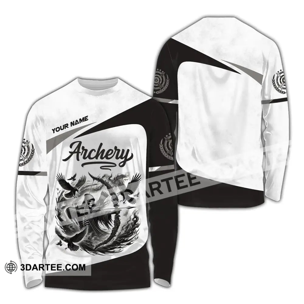 Unisex Shirt Custom Name Archery Polo Long Sleeve Love T-Shirt / S T-Shirt