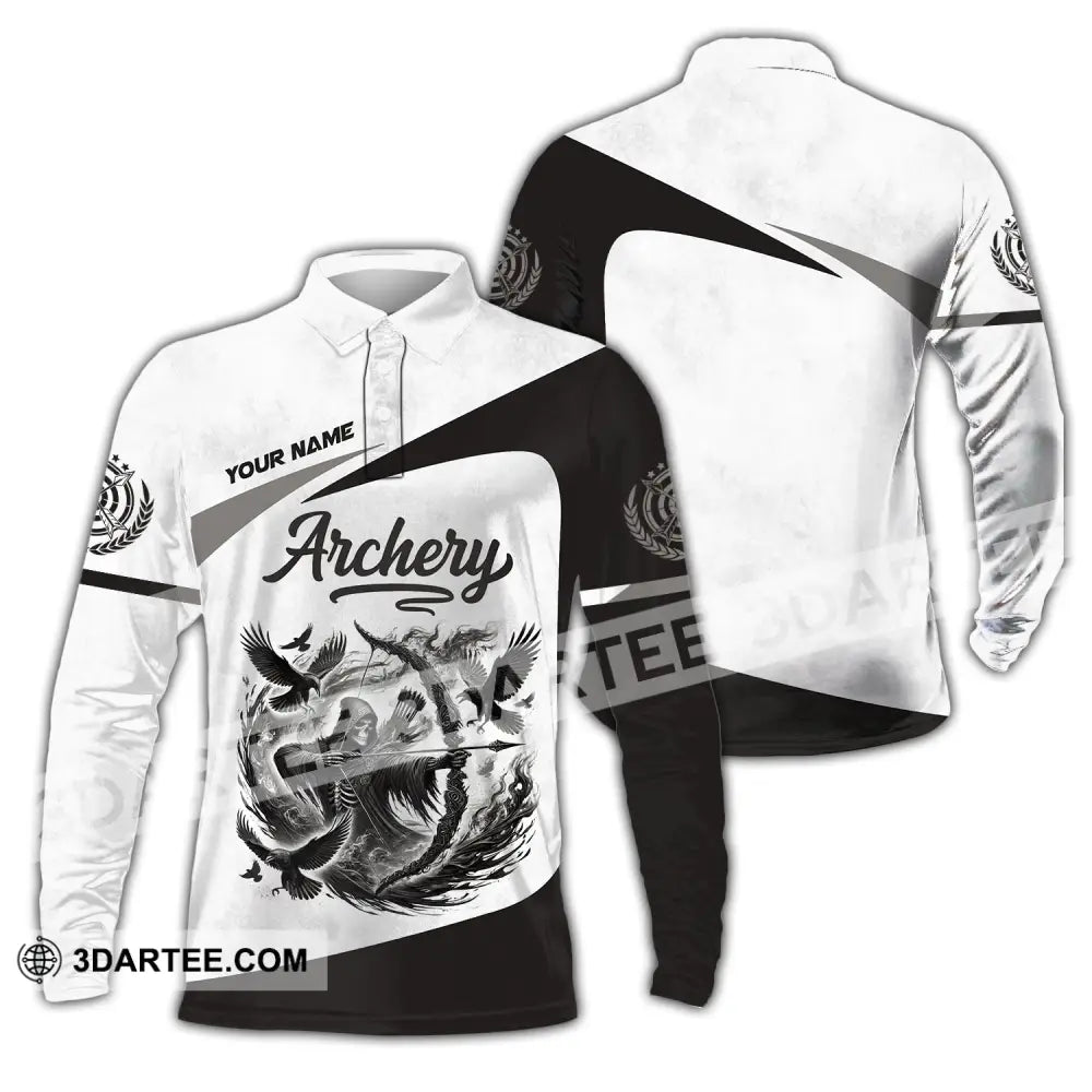 Unisex Shirt Custom Name Archery Polo Long Sleeve Love T-Shirt / S T-Shirt