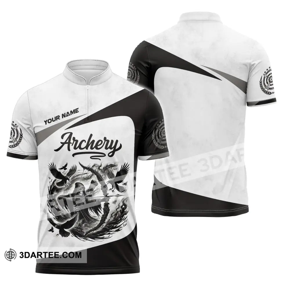 Unisex Shirt Custom Name Archery Polo Long Sleeve Love T-Shirt Zipper / S T-Shirt