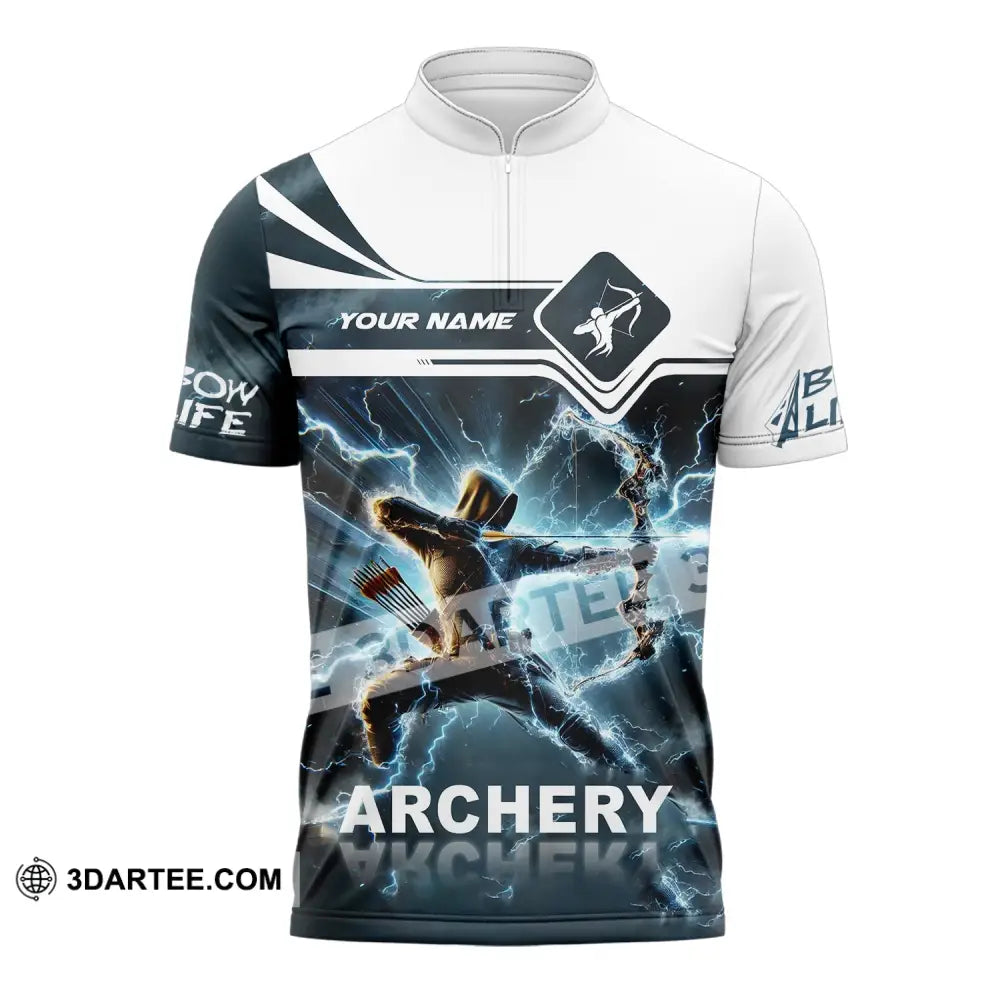 Unisex Shirt - Custom Name Archery Zipper Polo / S T-Shirt