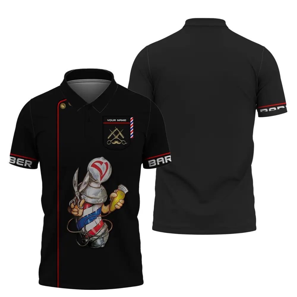 Unisex Shirt Custom Name Barber Hairstylist Apparel T-Shirt For Shop Polo / S