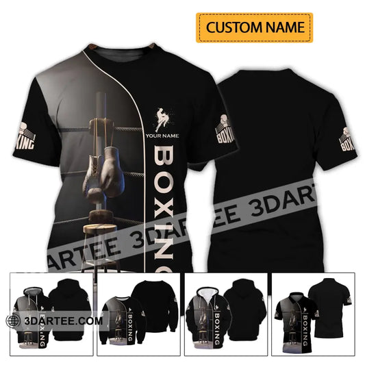 Unisex Shirt - Custom Name Boxing Gift For Player Vintage Corner And Hung Up Gloves T-Shirt