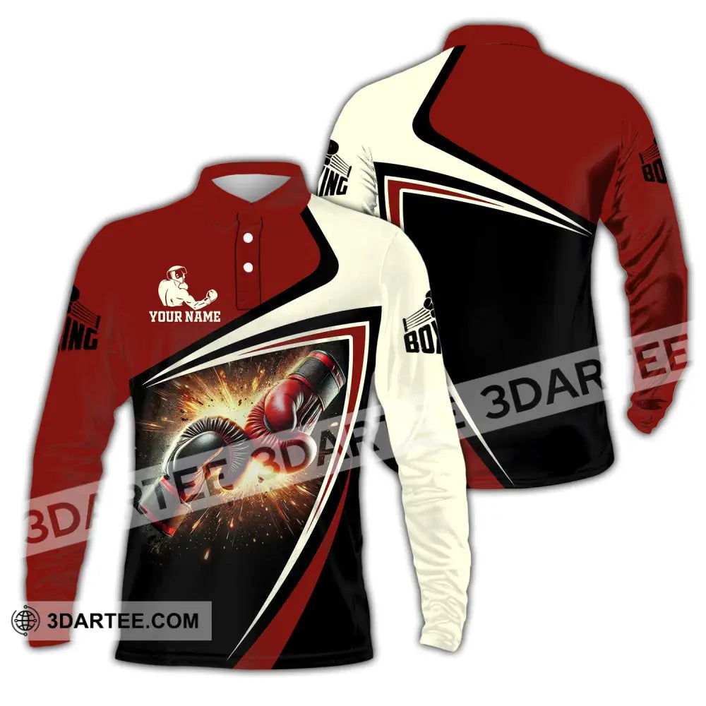 Unisex Shirt Custom Name Boxing Polo Long Sleeve Love T-Shirt / S T-Shirt